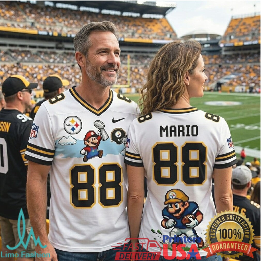 Super Mario Pittsburgh ST Shirtlers Custom NFL T Shirt Personalized Name and Number 88 - Limotees LLC