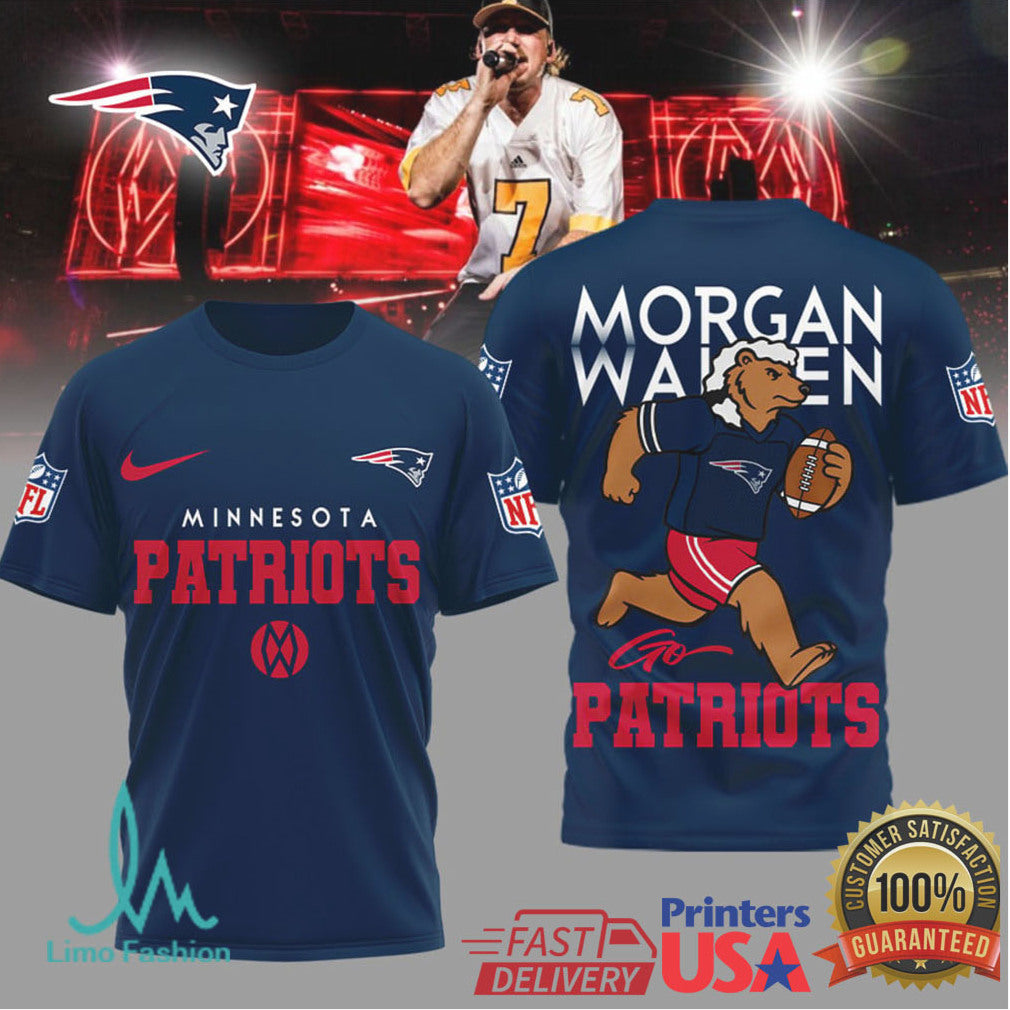 New England Patriots Official NFL Morgan Wallen Fan 3D Shirt - Limotees LLC