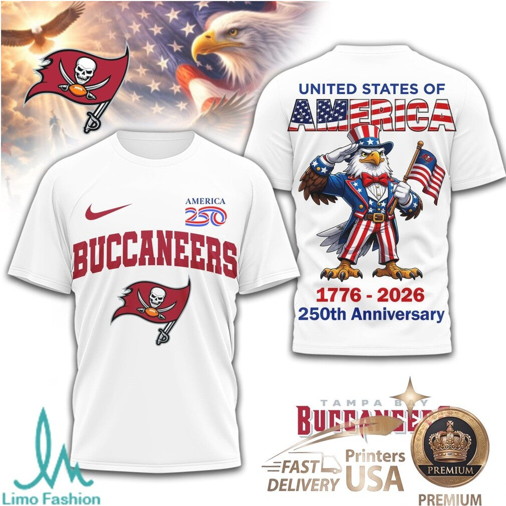 Tampa Bay Buccaneers 250th Anniversary Patriotic Eagle T Shirt - Limotees LLC