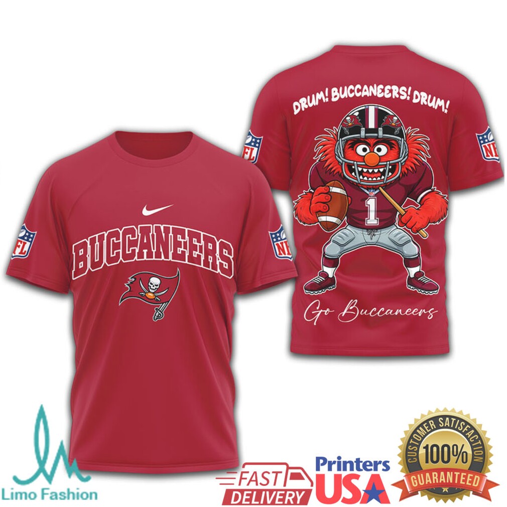 Tampa Bay Buccaneers Animal Muppet Drum! Buccaneers! Drum! 3D T Shirt - Limotees LLC