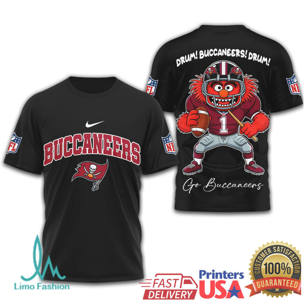 Tampa Bay Buccaneers Animal Muppet Drum! Buccaneers! Drum! 3D T Shirt - Limotees LLC