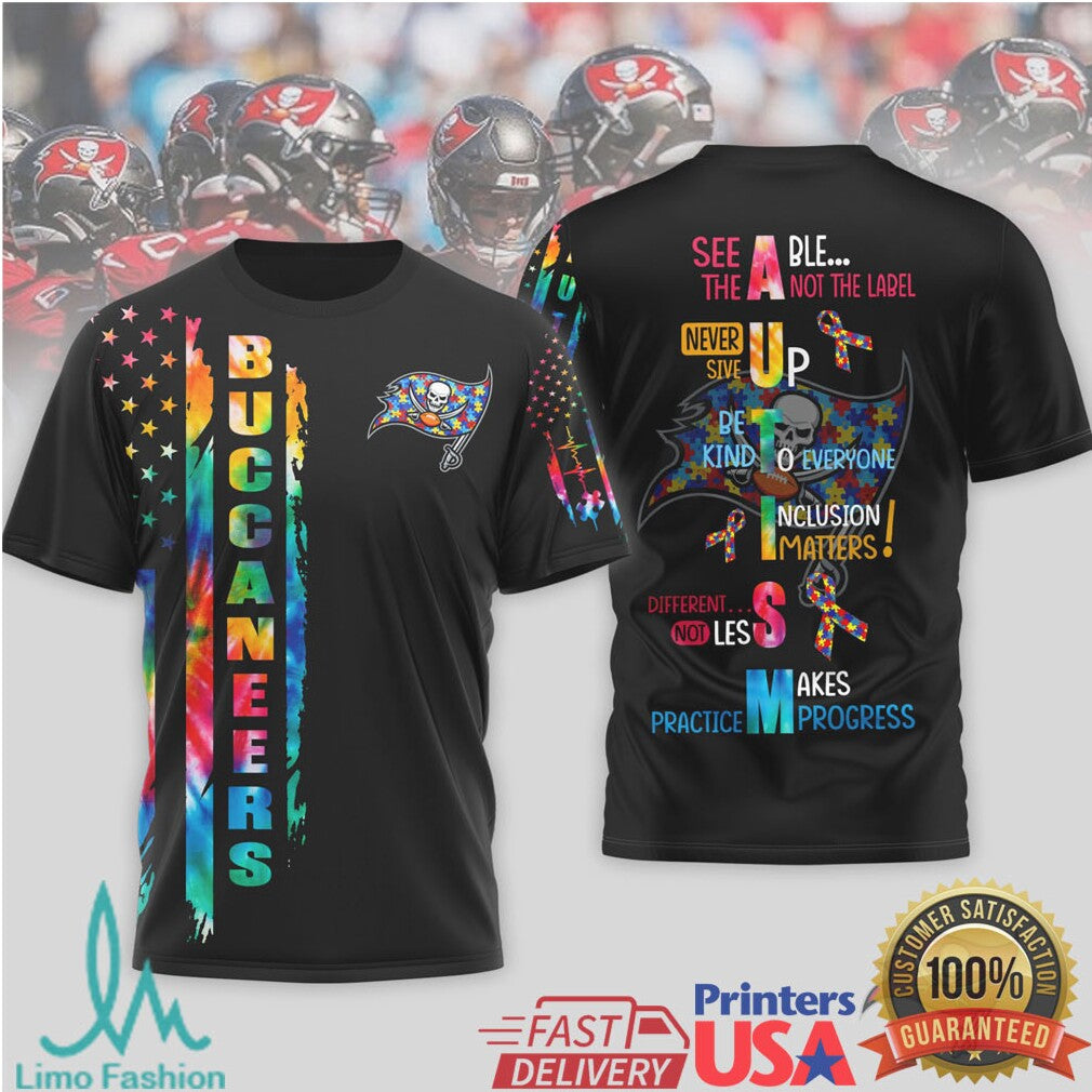 Tampa Bay Buccaneers Autism Awareness Practice Makes Progress T Shirt - Limotees LLC