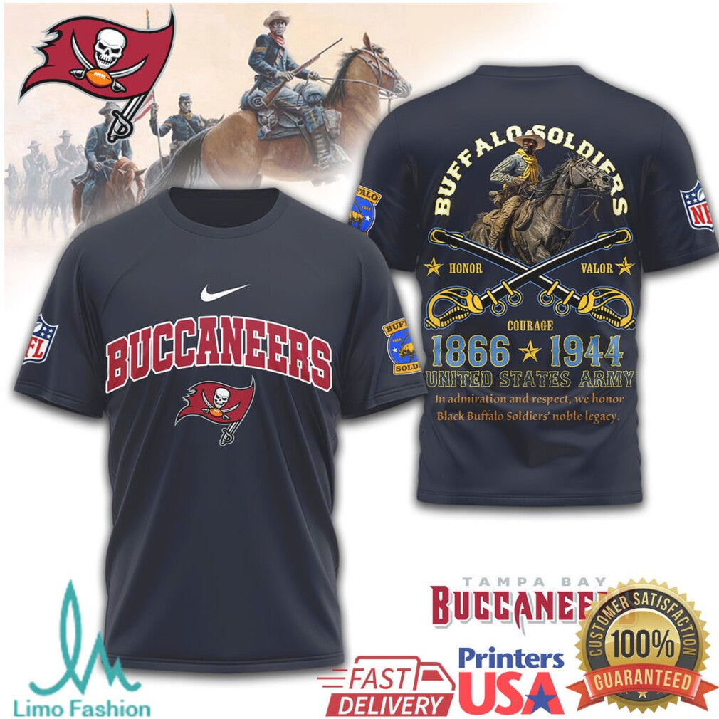 Tampa Bay Buccaneers Buffalo Soldiers US Army 1866 1944 Tribute T Shirt - Limotees LLC