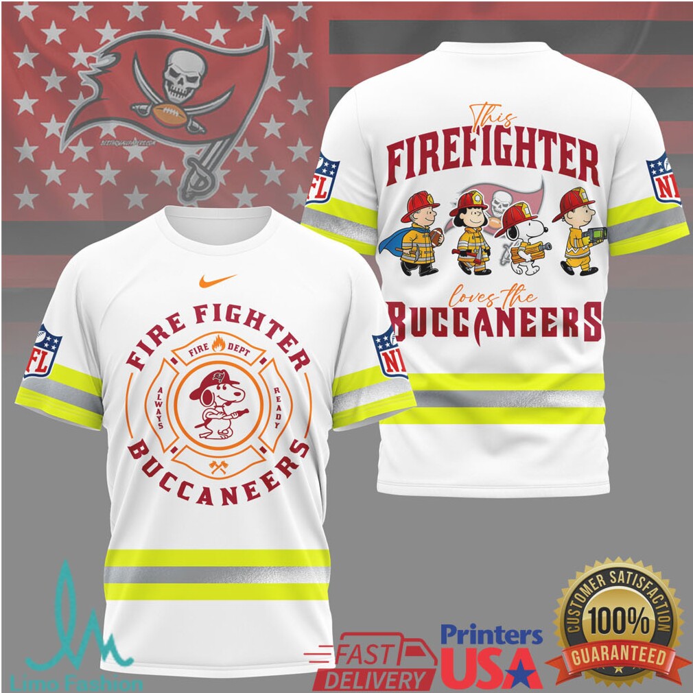 Tampa Bay Buccaneers Firefighter Snoopy Peanuts NFL Fire Dept T Shirt - Limotees LLC