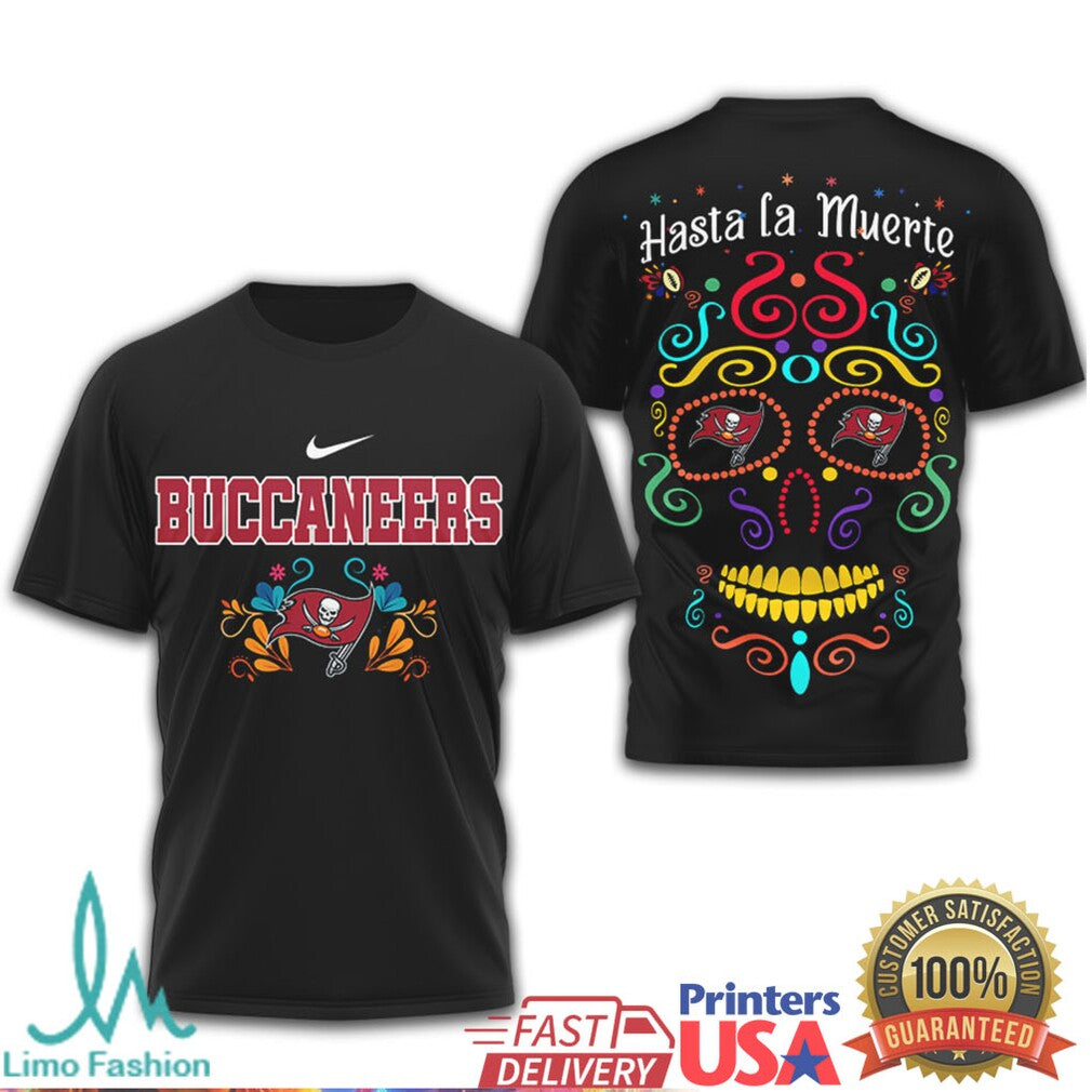 Tampa Bay Buccaneers Hasta La Muerte Sugar Skull NFL T Shirt - Limotees LLC