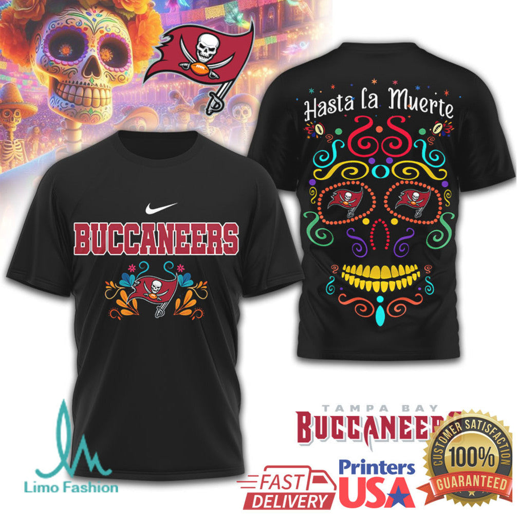 Tampa Bay Buccaneers Hasta La Muerte Sugar Skull NFL T Shirt - Limotees LLC