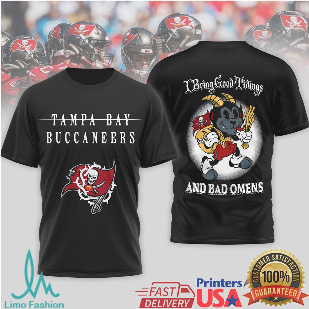 Tampa Bay Buccaneers Krampus “Good Tidings & Bad Omens” Black T Shirt - Limotees LLC