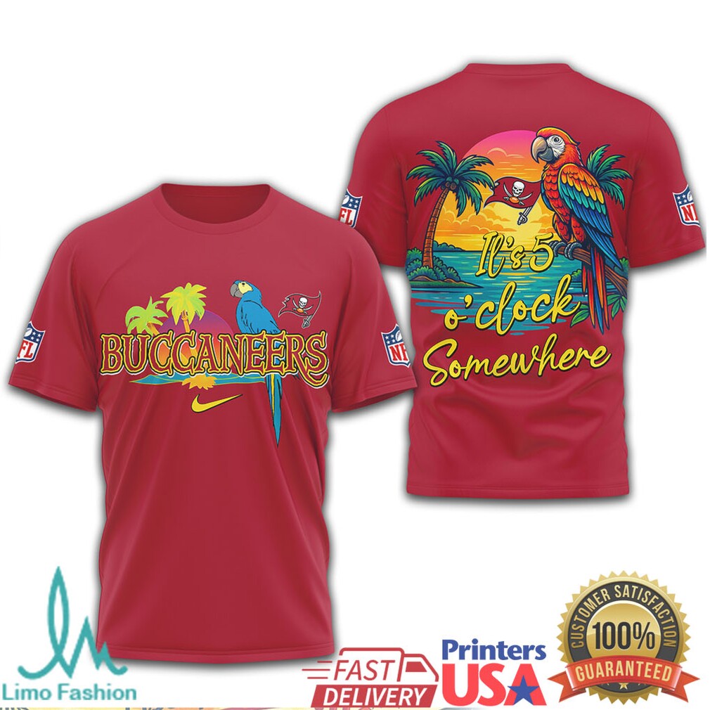 Tampa Bay Buccaneers Margaritaville It's 5 O'Clock Somewhere Parrot T Shirt - Limotees LLC