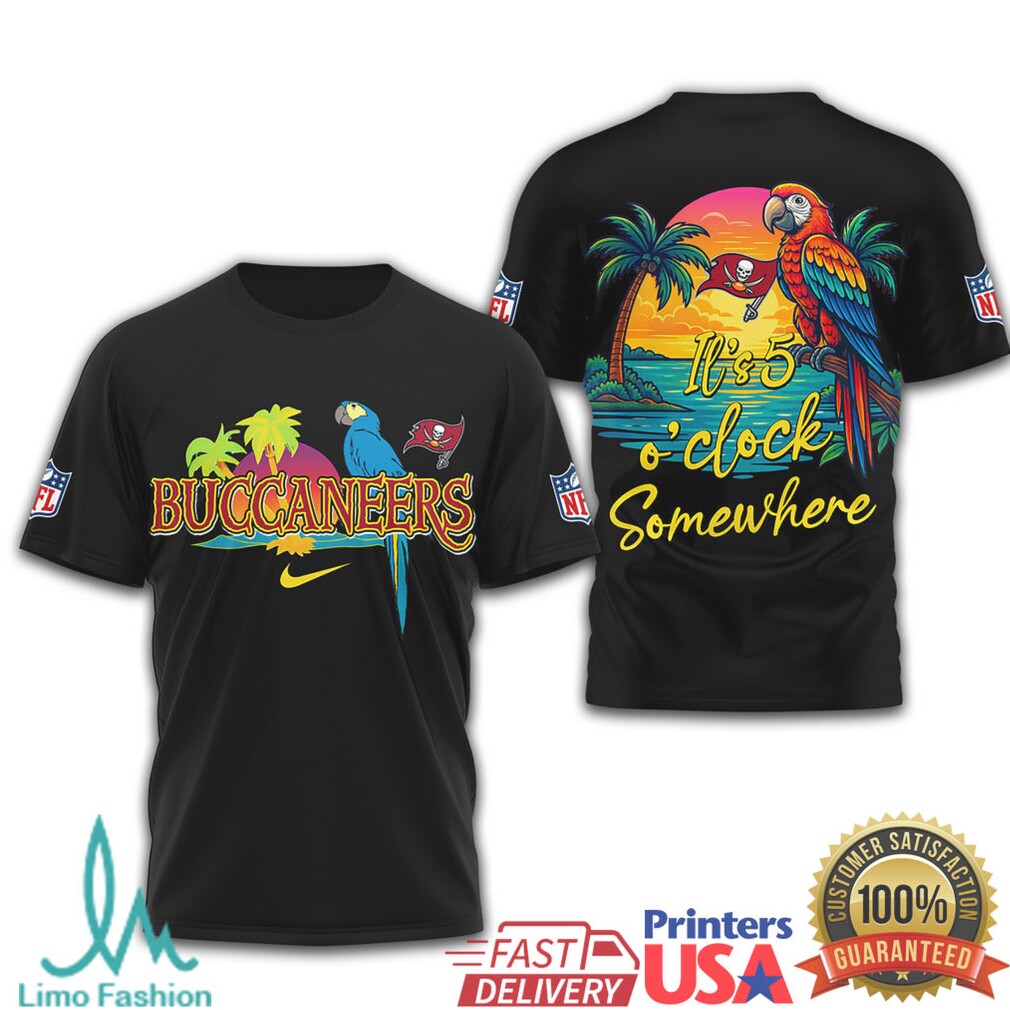 Tampa Bay Buccaneers Margaritaville It's 5 O'Clock Somewhere Parrot T Shirt - Limotees LLC