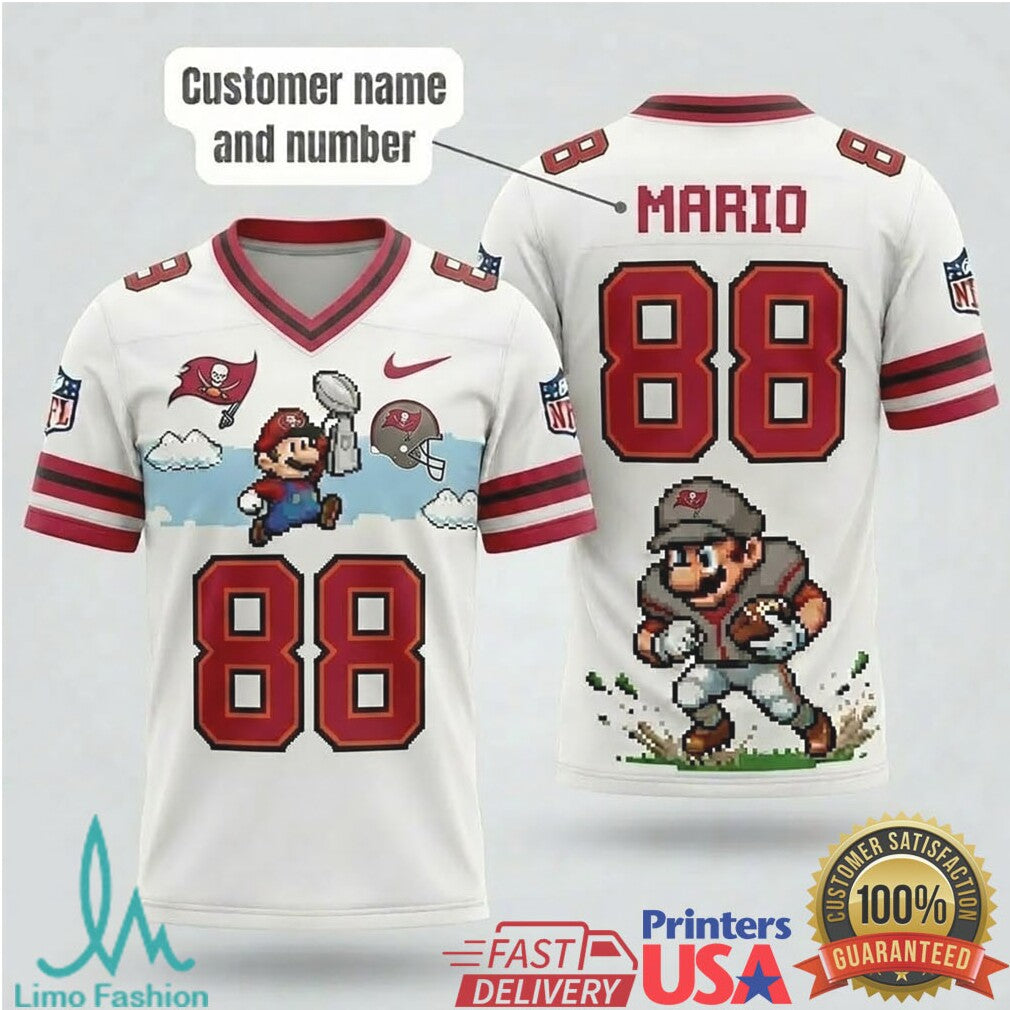 Tampa Bay Buccaneers Mario Custom Football T Shirt Style Graphic T Shirt