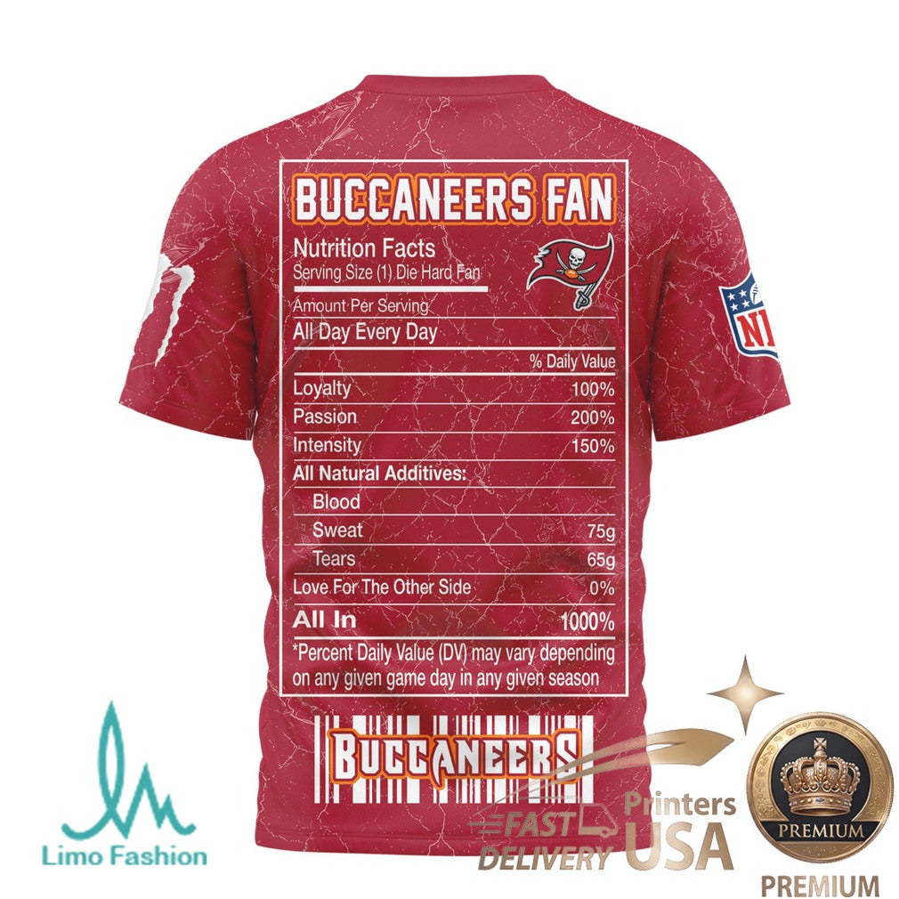 Tampa Bay Buccaneers Monster Energy Fan Nutrition Facts T Shirt - Limotees LLC