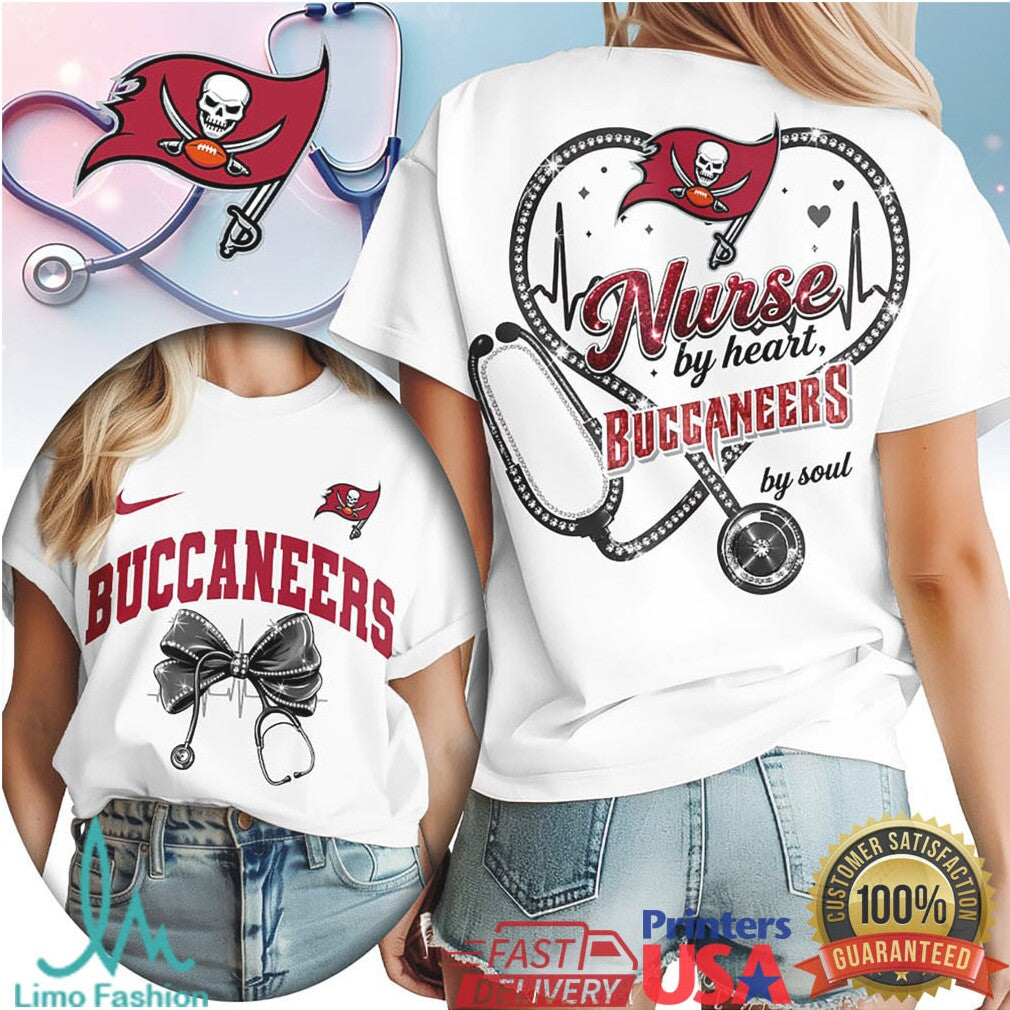 Tampa Bay Buccaneers Nurse T Shirt NFL Bucs Fan Heart & Soul Nursing T Shirt