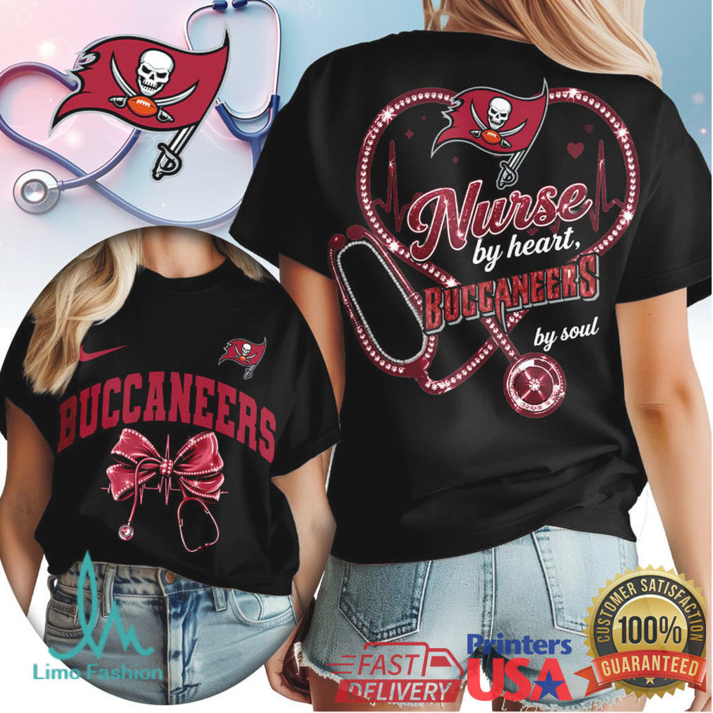 Tampa Bay Buccaneers Nurse T Shirt NFL Bucs Fan Heart & Soul Nursing T Shirt