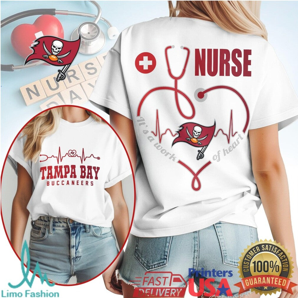 Tampa Bay Buccaneers Nurse T Shirt NFL Football Nursing Heart T Shirt - Limotees LLC