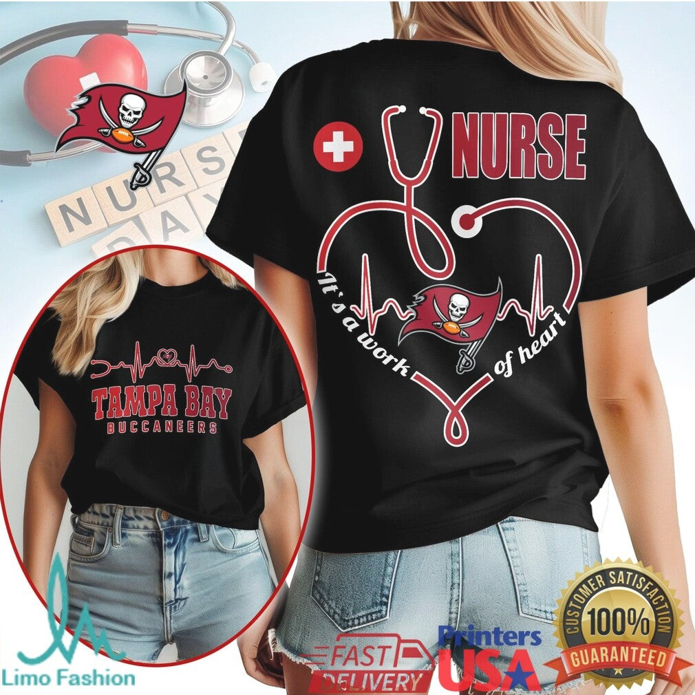 Tampa Bay Buccaneers Nurse T Shirt NFL Football Nursing Heart T Shirt - Limotees LLC