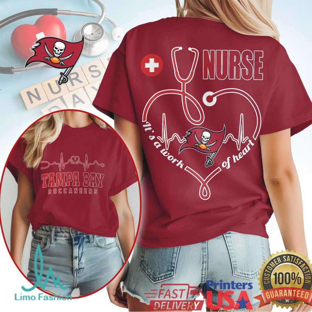Tampa Bay Buccaneers Nurse T Shirt NFL Football Nursing Heart T Shirt - Limotees LLC