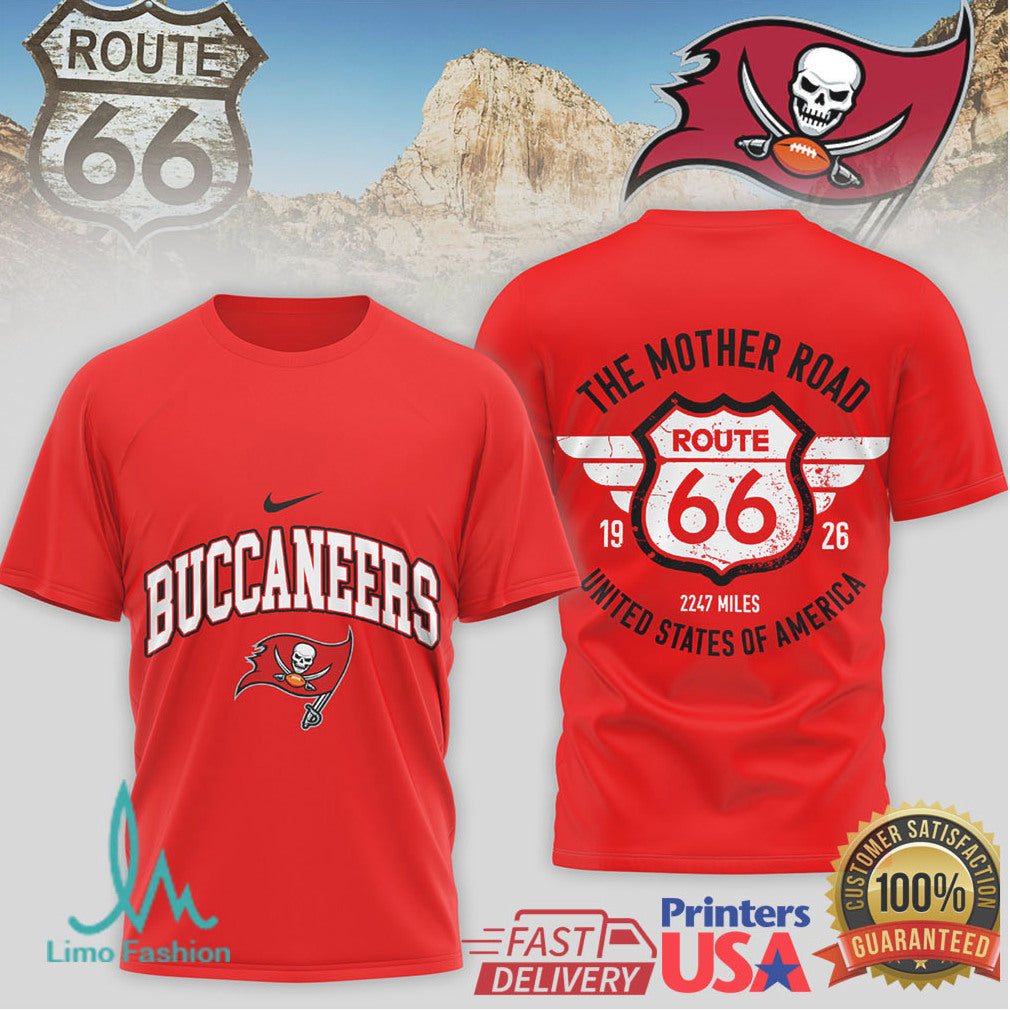 Tampa Bay Buccaneers Official NFL Route 66 3D Shirt - Limotees LLC