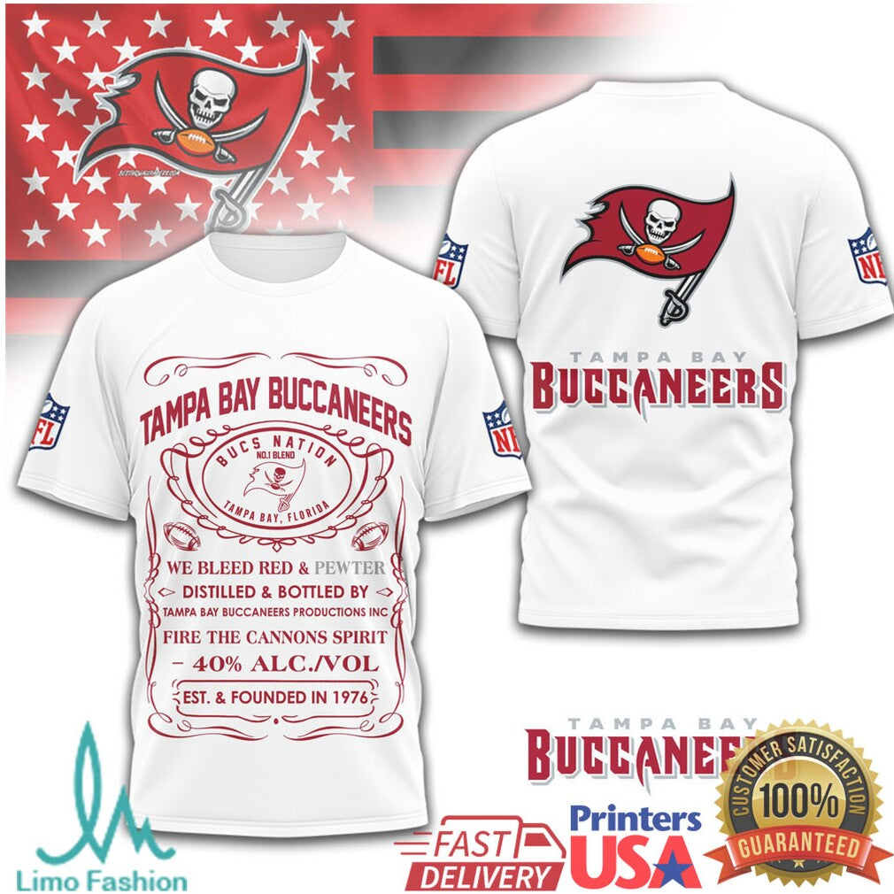 Tampa Bay Buccaneers Official NFL Whiskey 3D Shirt - Limotees LLC