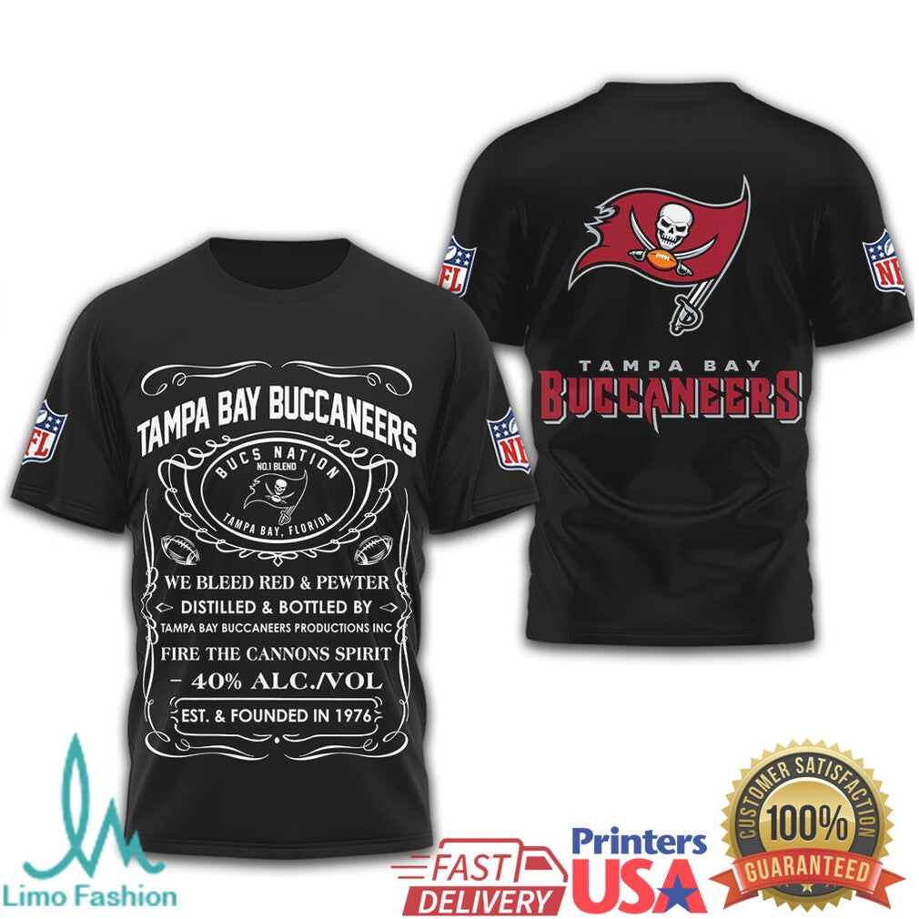 Tampa Bay Buccaneers Official NFL Whiskey 3D Shirt - Limotees LLC