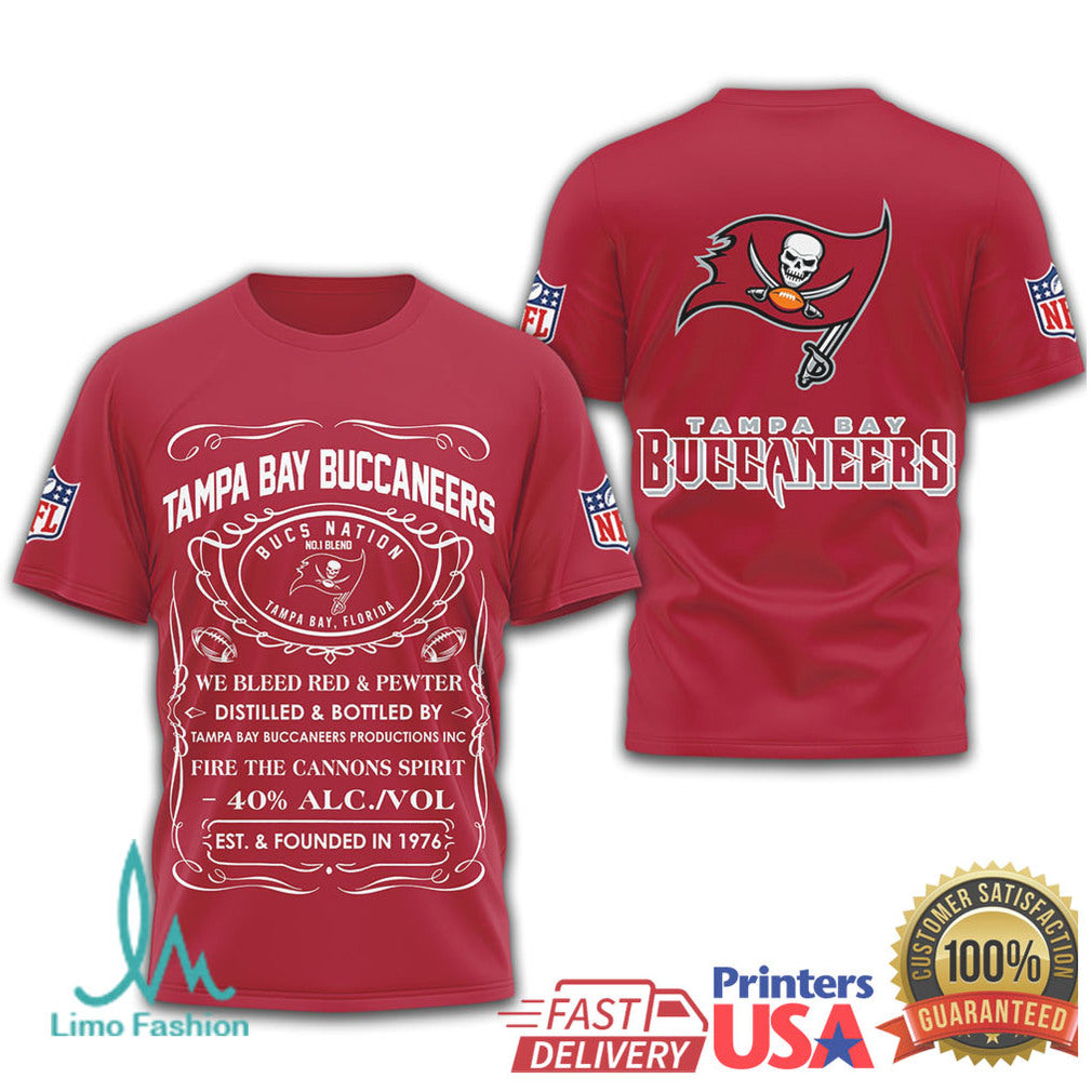 Tampa Bay Buccaneers Official NFL Whiskey 3D Shirt - Limotees LLC