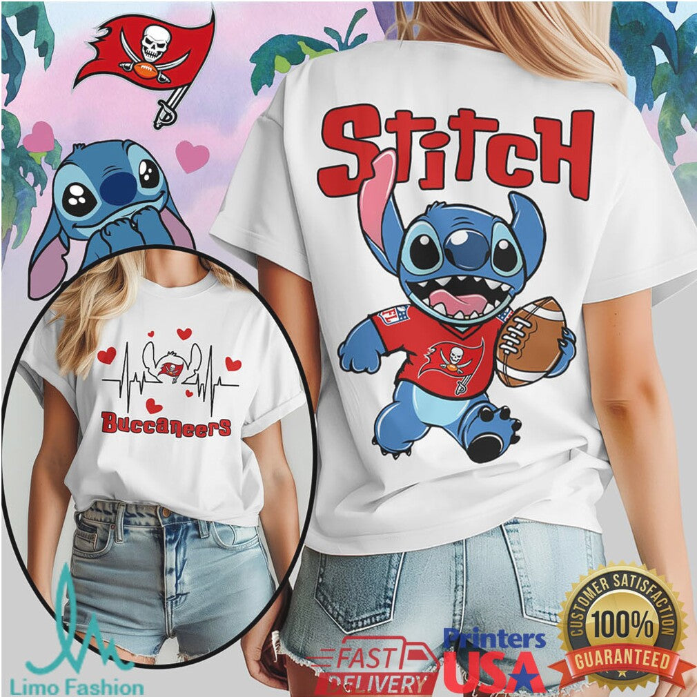 Tampa Bay Buccaneers Stitch Football Heartbeat Graphic Shirt