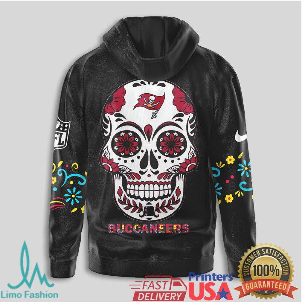 Tampa Bay Buccaneers Sugar Skull T Shirt NFL Day of the Dead Floral Pirate Gear - Limotees LLC