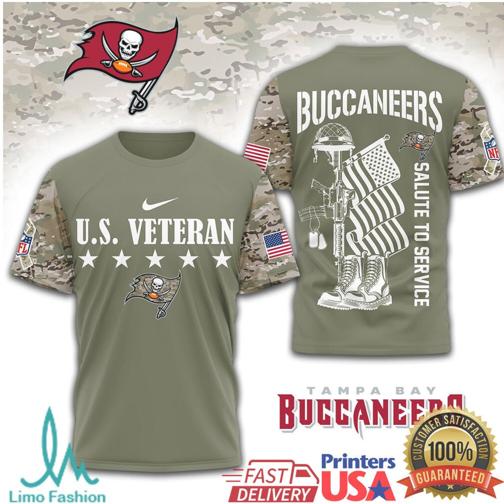 Tampa Bay Buccaneers U.S. Veteran Salute To Service Camo Sleeve T Shirt - Limotees LLC