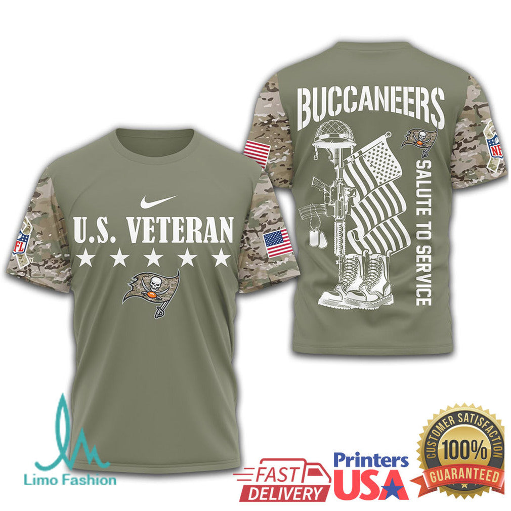 Tampa Bay Buccaneers U.S. Veteran Salute To Service Camo Sleeve T Shirt - Limotees LLC