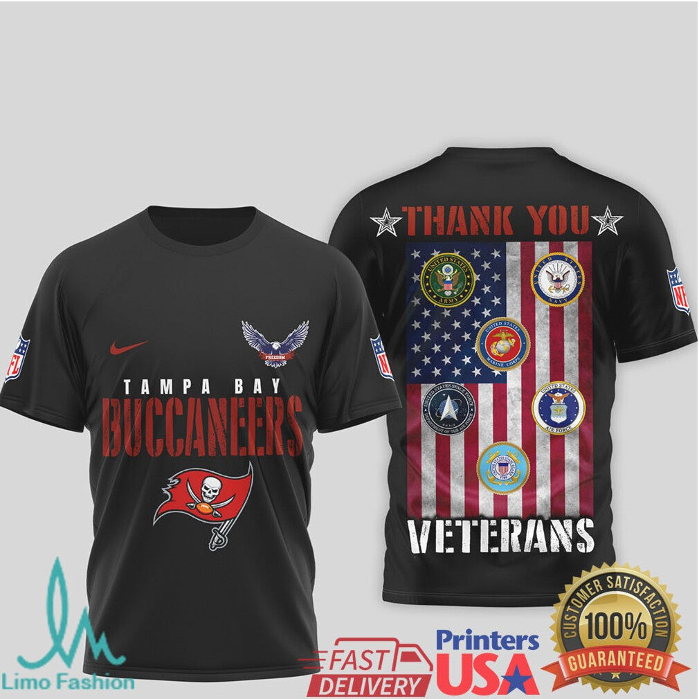 Tampa Bay Buccaneers Veterans Salute American Flag T Shirt - Limotees LLC