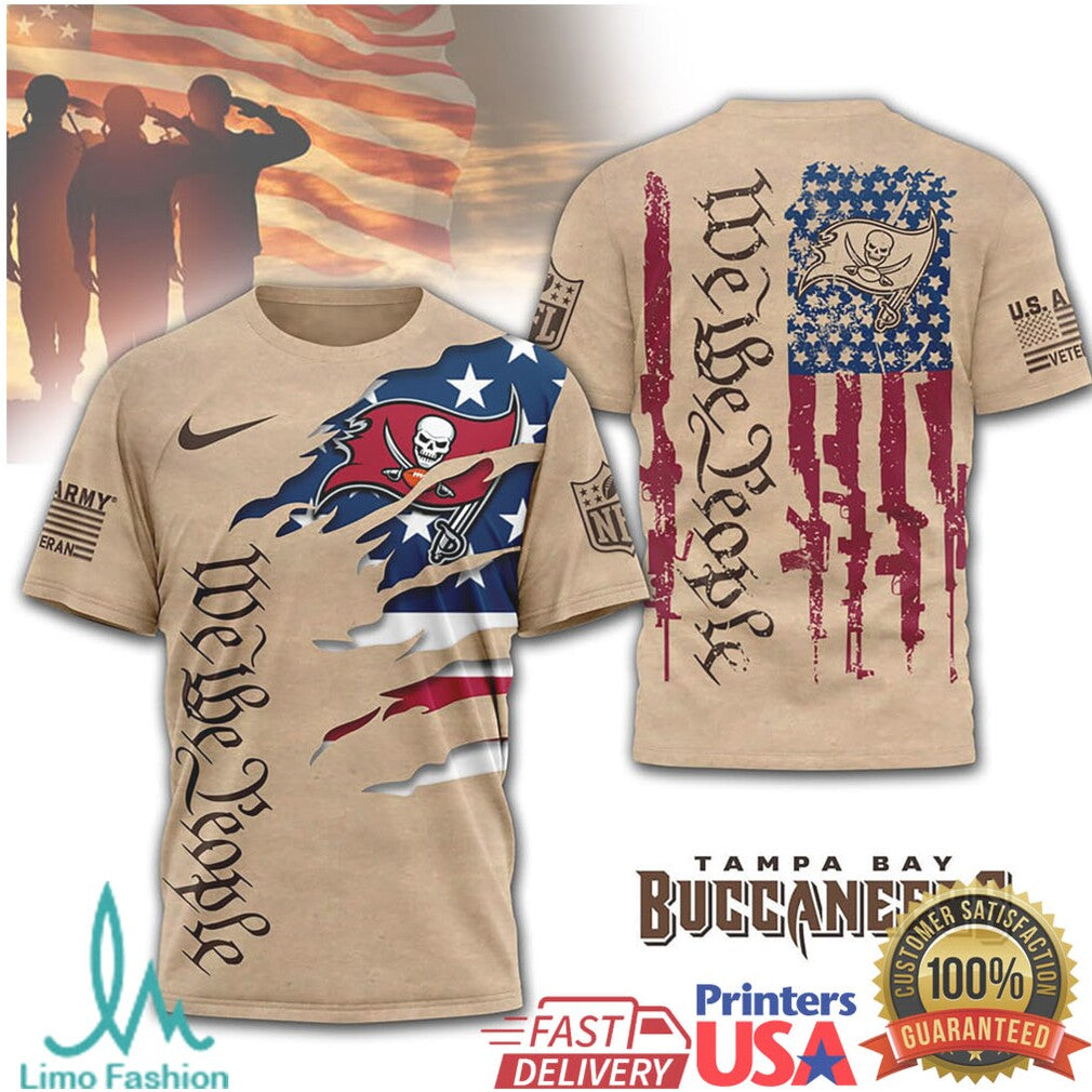 Tampa Bay Buccaneers We The People Patriotic Military Tan T Shirt - Limotees LLC
