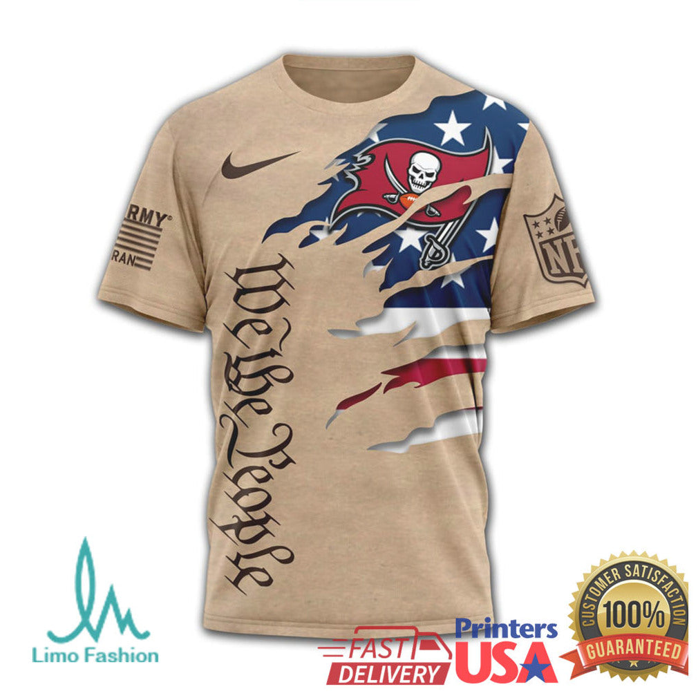 Tampa Bay Buccaneers We The People Patriotic Military Tan T Shirt - Limotees LLC