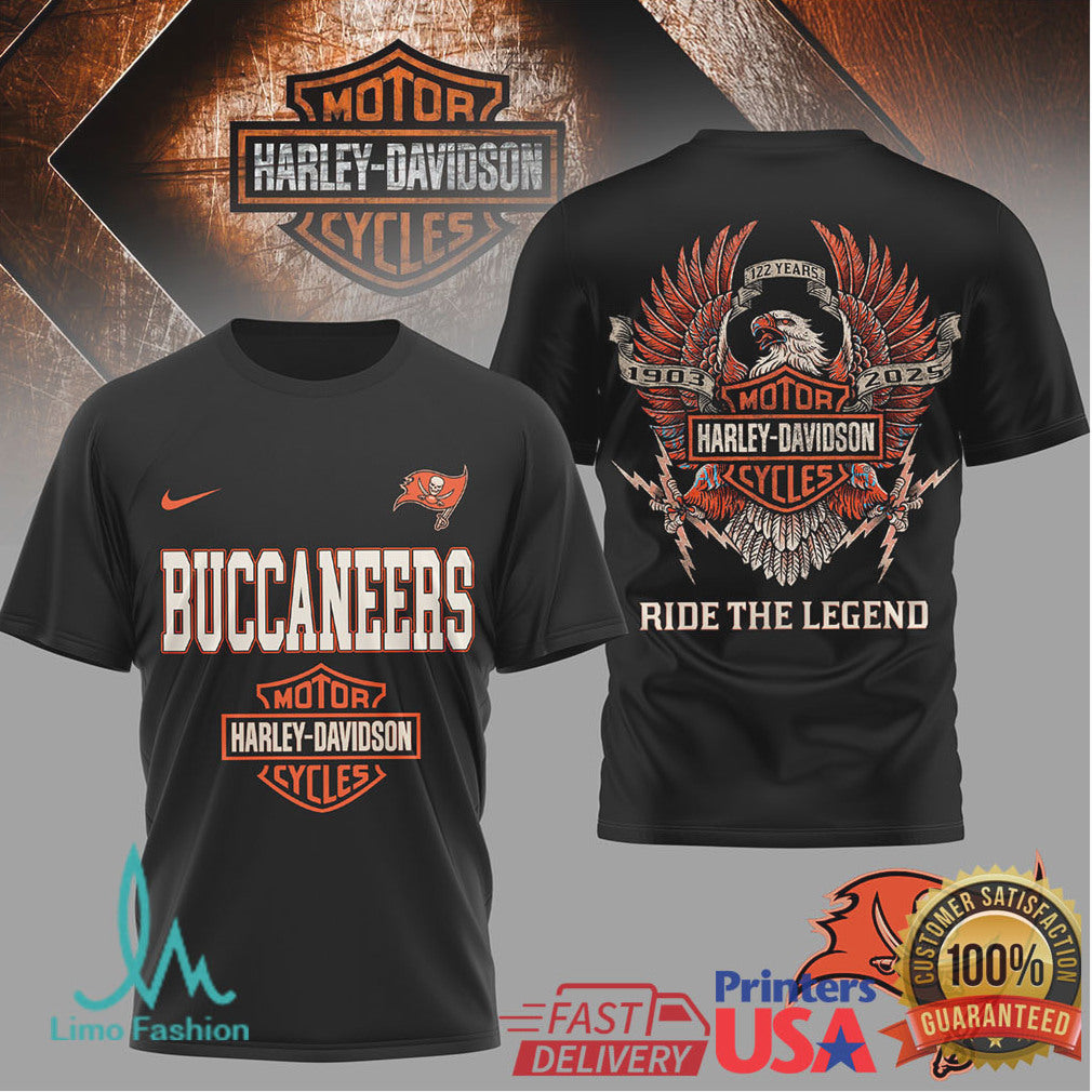 Tampa Bay Buccaneers x Harley Davidson Ride The Legend Anniversary T Shirt