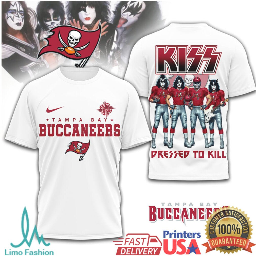 Tampa Bay Buccaneers x KISS Band Mashup T Shirt NFL Rock & Roll Style - Limotees LLC