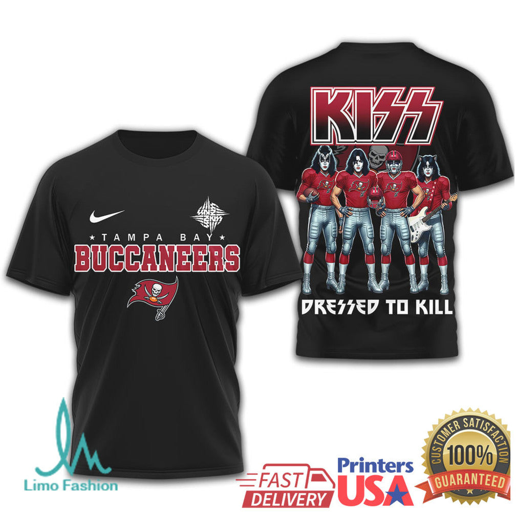 Tampa Bay Buccaneers x KISS Band Mashup T Shirt NFL Rock & Roll Style - Limotees LLC