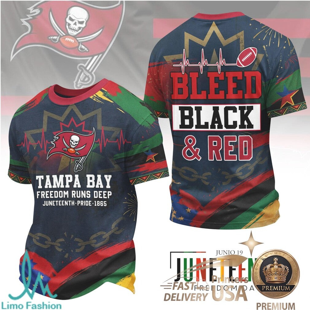 Tampa Bay Football Juneteenth Freedom Day Bleed Red T Shirt - Limotees LLC