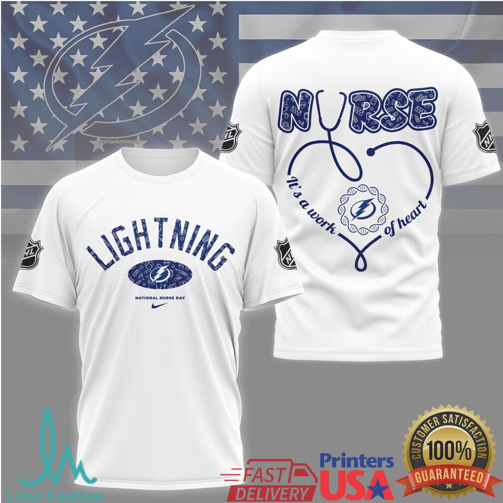 Tampa Bay Lightning Nurse Shirt NHL Hockey Nurse Appreciation Work of Heart T Shirt