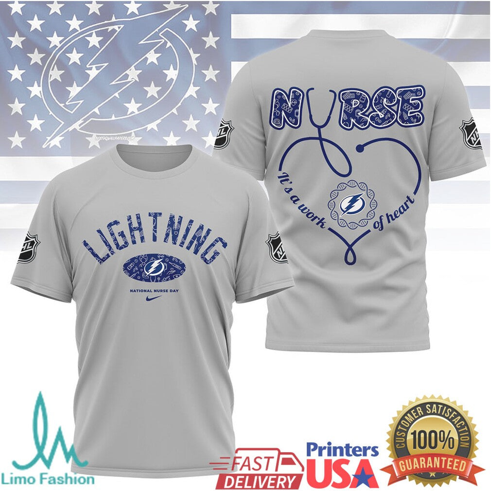 Tampa Bay Lightning Nurse Shirt NHL Hockey Nurse Appreciation Work of Heart T Shirt