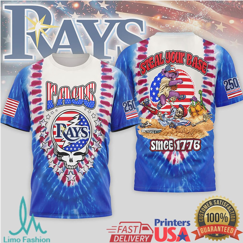 Tampa Bay Rays Steal Your Base Grateful Dead Patriotic Tie Dye T Shirt - Limotees LLC