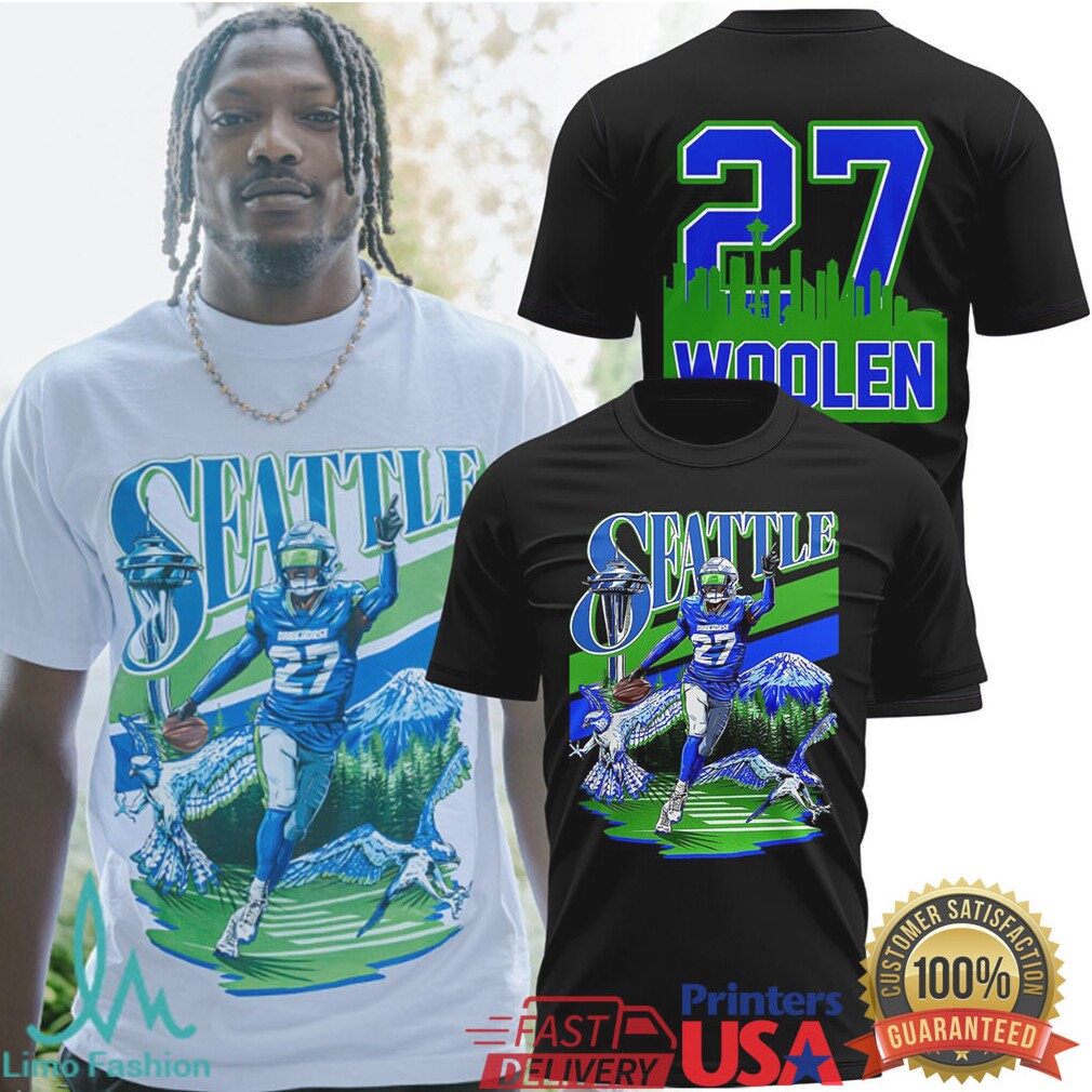 Tariq Woolen #27 Seattle Skyline Vintage Style Graphic Tee - Limotees LLC