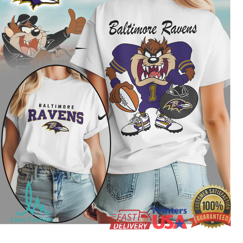 Taz Baltimore Ravens Looney Tunes NFL Football T Shirt - Limotees LLC