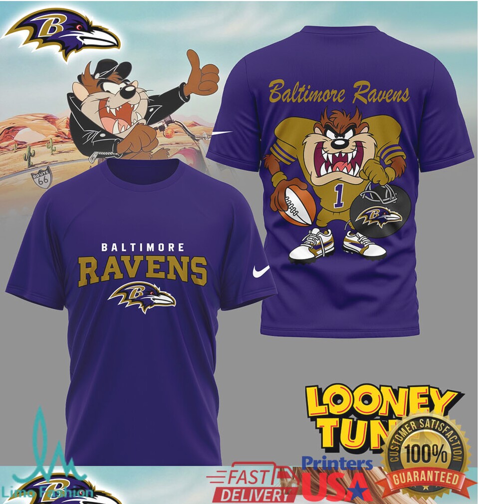 Taz Baltimore Ravens Looney Tunes NFL Football T Shirt - Limotees LLC