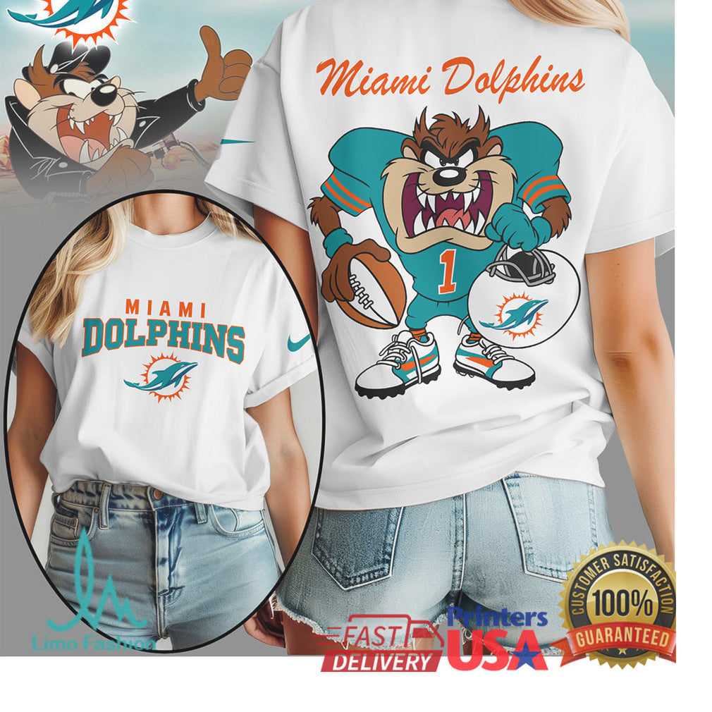 Taz Miami Dolphins Looney Tunes NFL Football T Shirt
