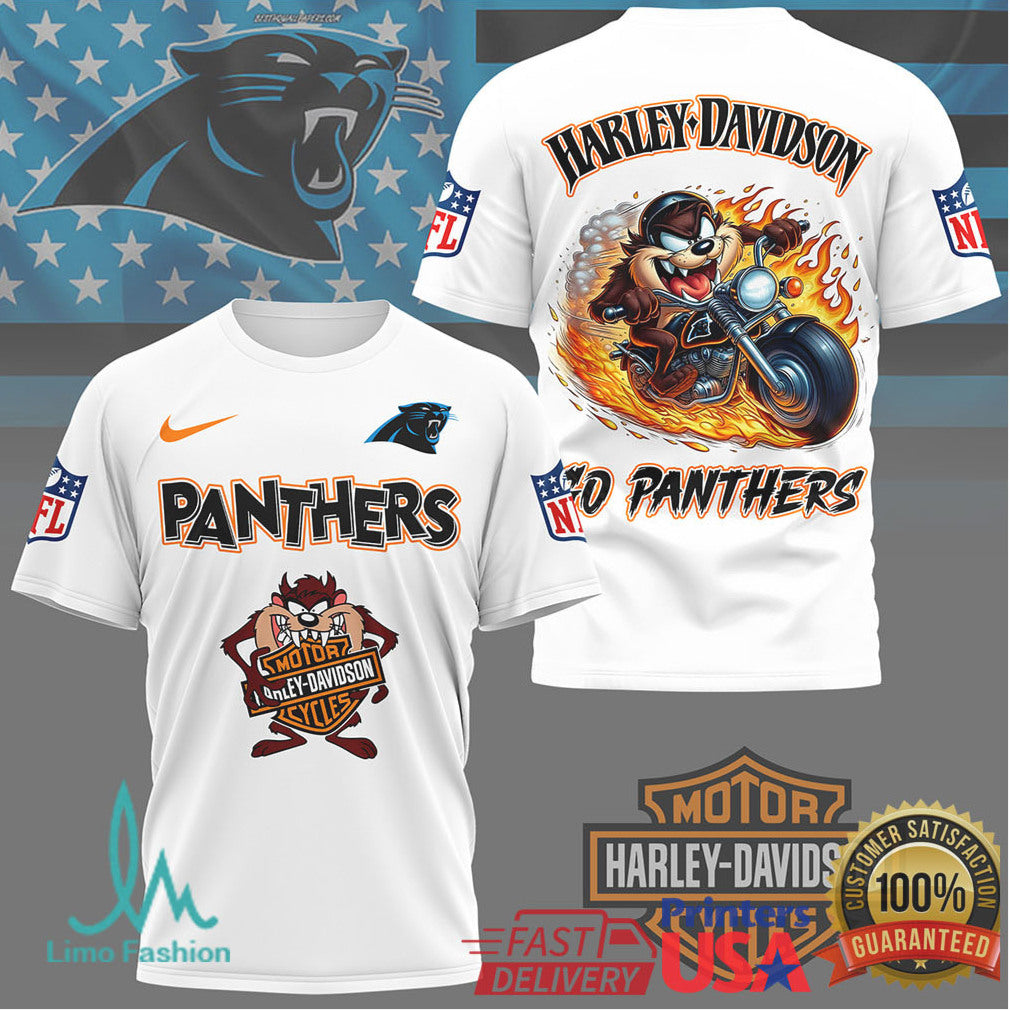 Taz Tasmanian Devil Harley Davidson Carolina Panthers T Shirt - Limotees LLC