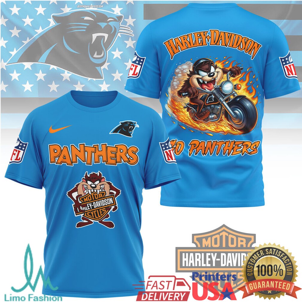 Taz Tasmanian Devil Harley Davidson Carolina Panthers T Shirt - Limotees LLC