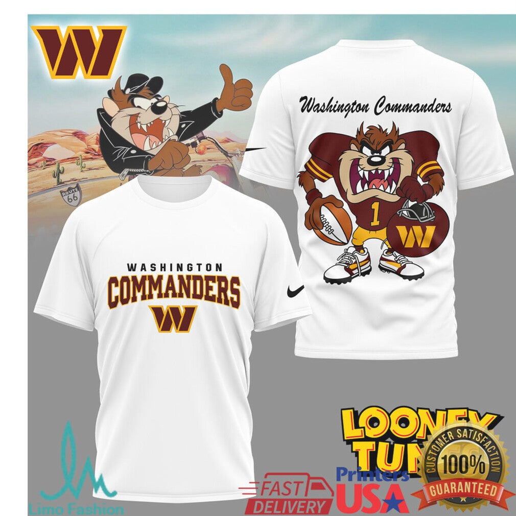 Taz Washington Commanders Looney Tunes NFL Football T Shirt - Limotees LLC