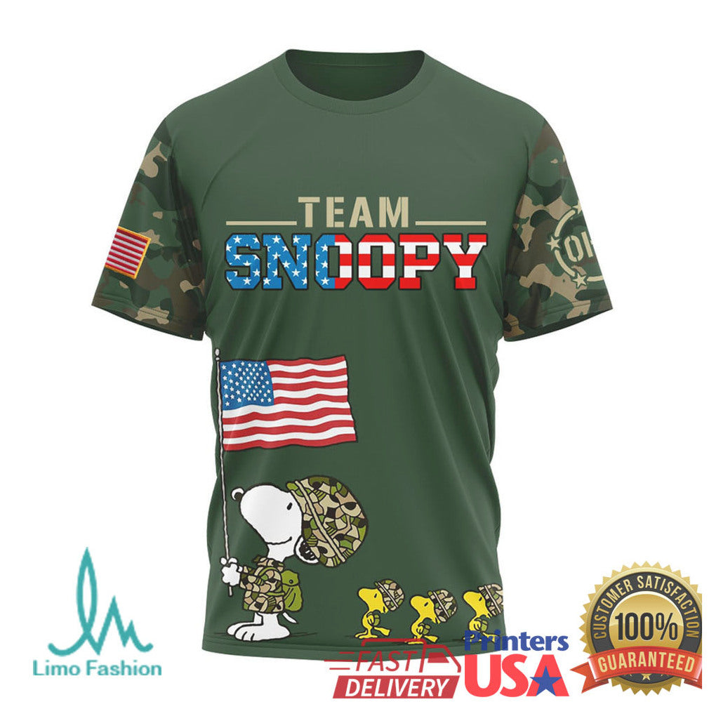 Team Snoopy Military Camo United States 250th Anniversary Peanuts T Shirt