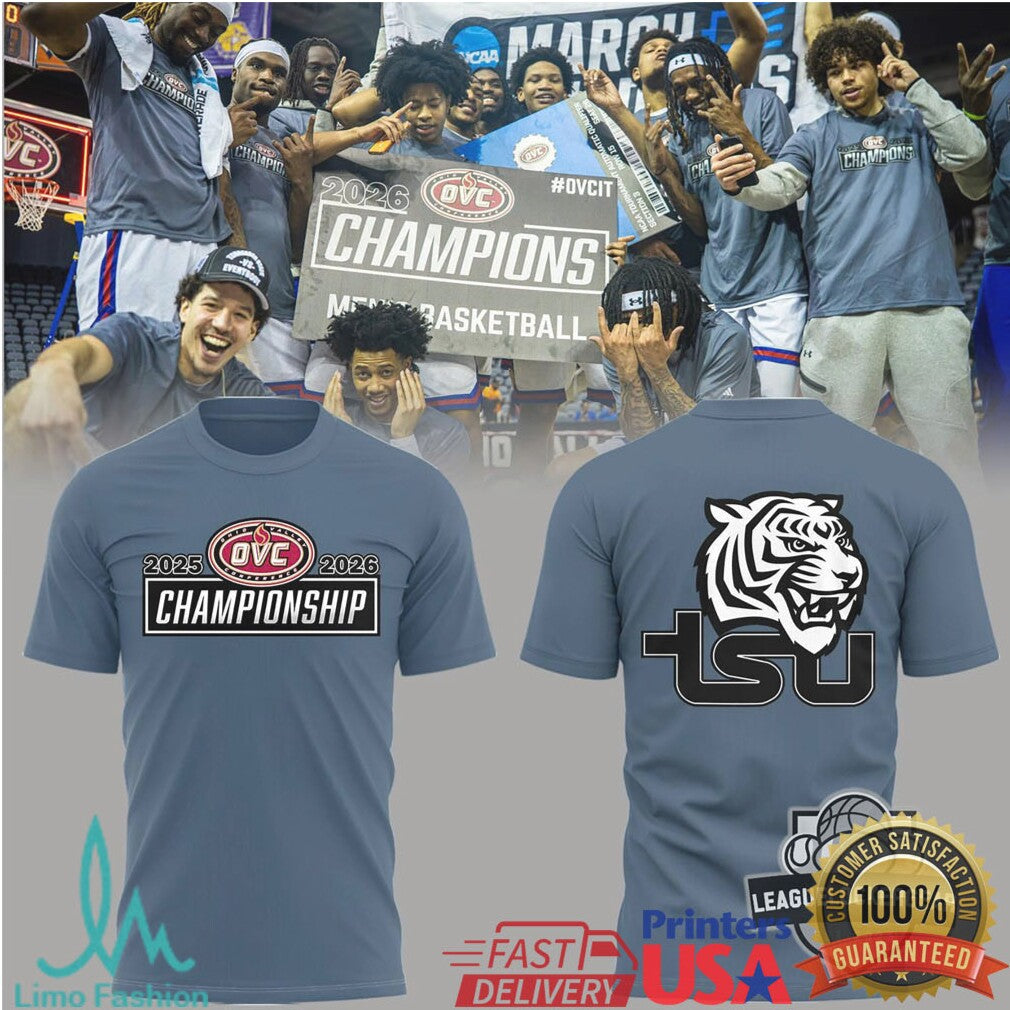 Tennessee State Tigers 2025 2026 OVC Men's Basketball Championship T Shirt - Limotees LLC