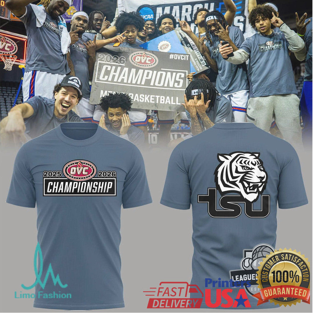 Tennessee State Tigers 2025 2026 OVC Men's Basketball Championship T Shirt - Limotees LLC