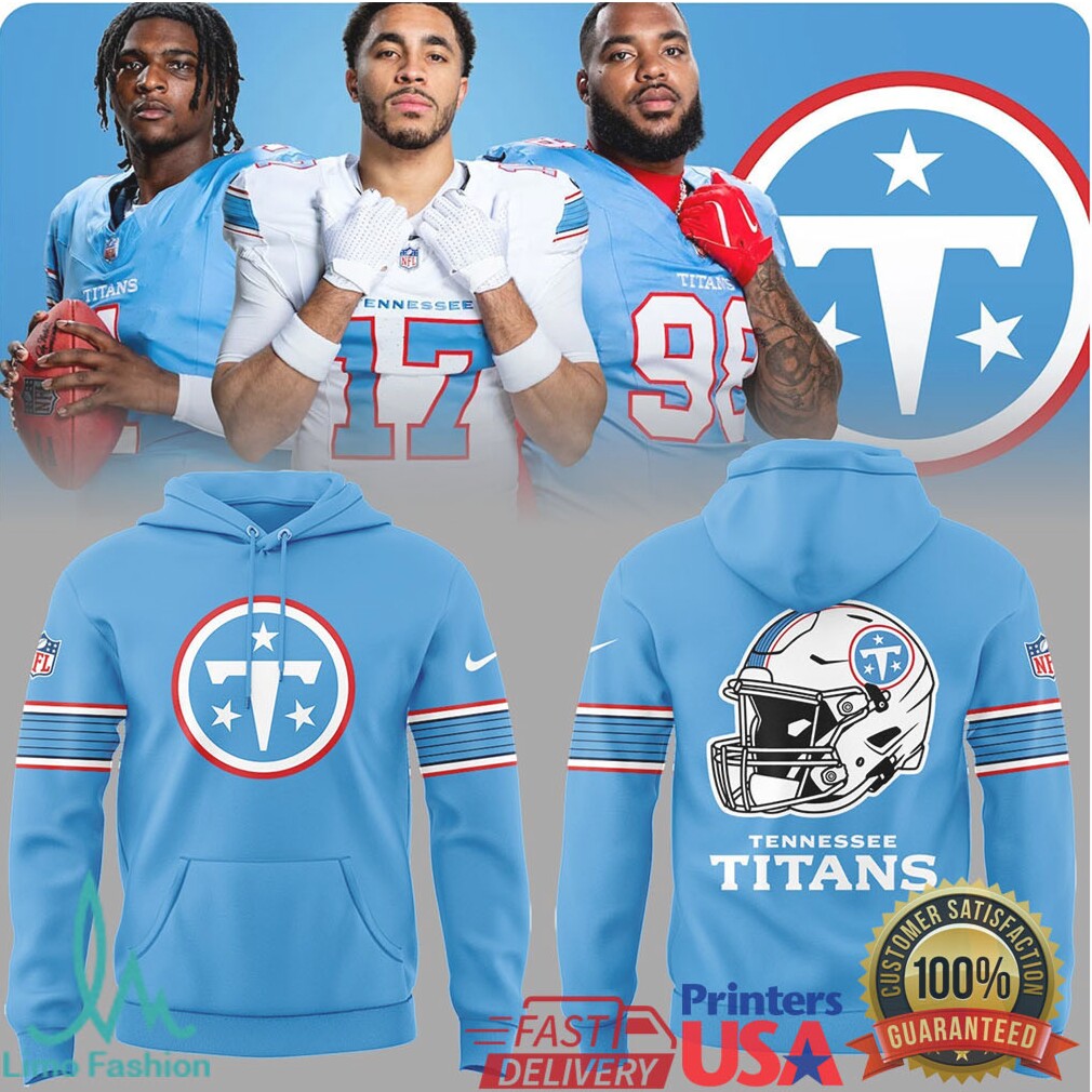 Tennessee Titans Columbia Blue NFL Graphic T Shirt Front & Back Helmet Design - Limotees LLC