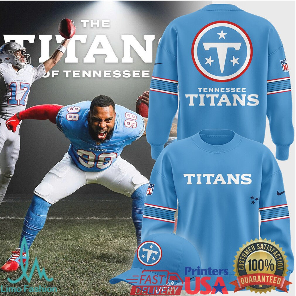 Tennessee Titans Light Blue Graphic T Shirt Retro Logo Fan Apparel - Limotees LLC